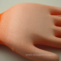 NMSAFETY 13 Gauge strickte orange Polyester-Zwischenlage überzogenes weißes PU auf Palmenhandschuhen für helle Industrie